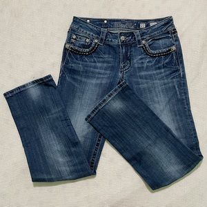 Miss Me size 27 JE5456P Capri Blue Jeans Pants Rhinestones Sequinces Jewels